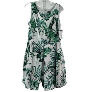Taylor Tropical Green and White Midi Dress